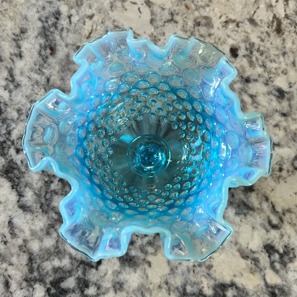 Opalescent Fenton Hobnail Pedestal Compote Dish - Picture 4 of 10